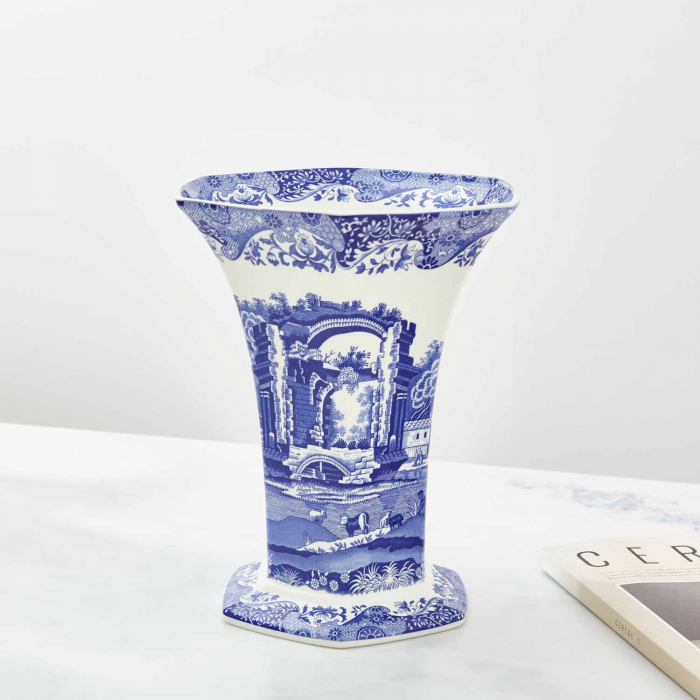 Blue Italian vaza portelan hexagonala [2]