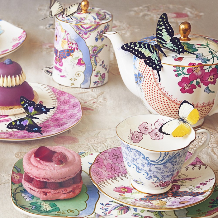 Butterfly Bloom set ceasca si farfurie ceai bleu&roz [3]