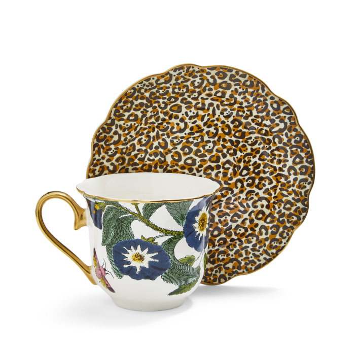 Ceasca ceai cu farfurie alb/leopard CreaturesOfCuriosity [5]