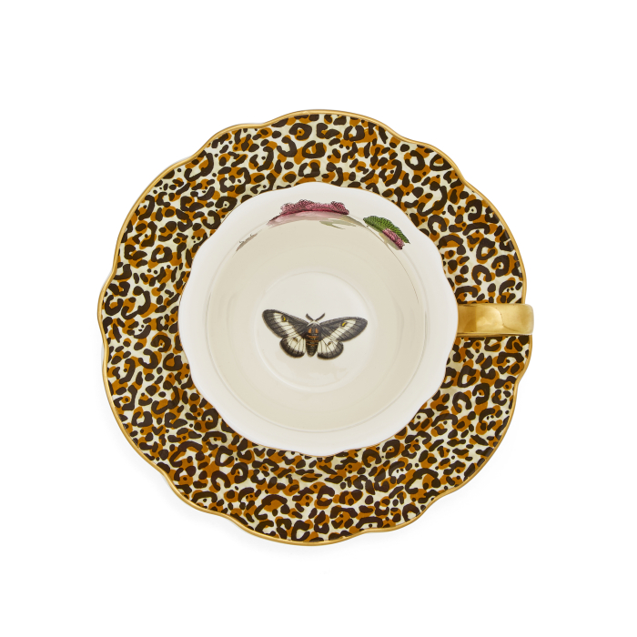 Ceasca ceai cu farfurie alb/leopard CreaturesOfCuriosity [6]