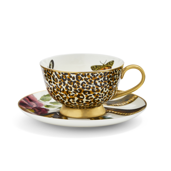 Ceasca ceai cu farfurie leopard/sarpe CreaturesOfCuriosity [7]