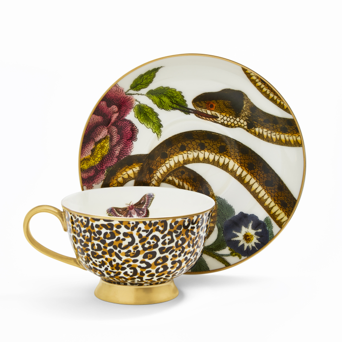 Ceasca ceai cu farfurie leopard/sarpe CreaturesOfCuriosity [6]