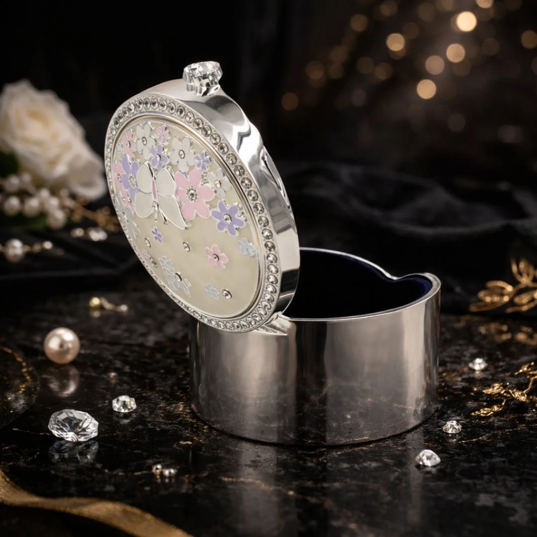 Cutie bijuterii flori roz si fluturi [3]