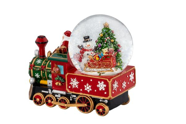 Decoratiune Craciun locomotiva cu glob Mos [2]