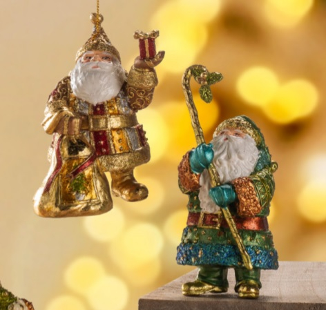 Decoratiune Craciun Mos verde cu toiag [2]