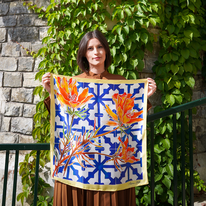 Esarfa matase imprimata "Royal Splendor" 60x60cm [6]