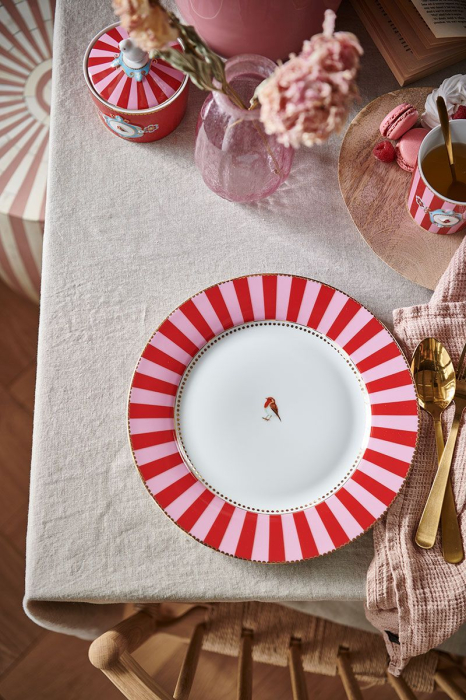 Farfurie 26,5 cm cu dungi LoveBirdsRed [3]