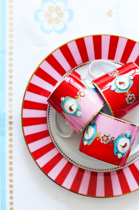 Farfurie 26,5 cm cu dungi LoveBirdsRed [4]