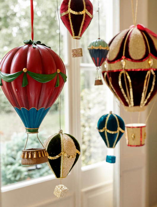 Glob Craciun asortat, balon zburator catifea, D12cm/H23cm [2]
