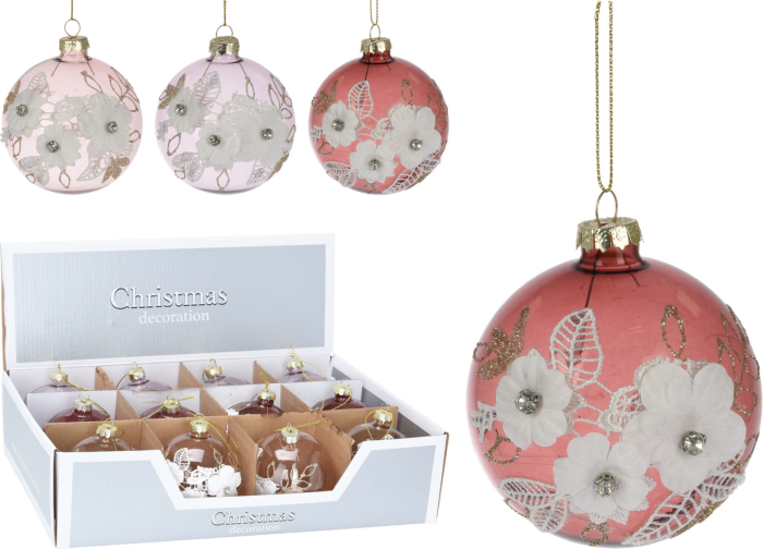 Glob transparent cu flori si dantela roz/mov [3]
