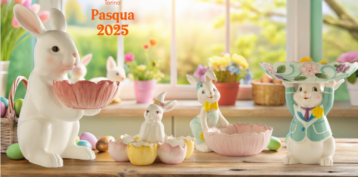 Iepuras decorativ ceramica cu cosulet roz cm 16 x 19h [2]