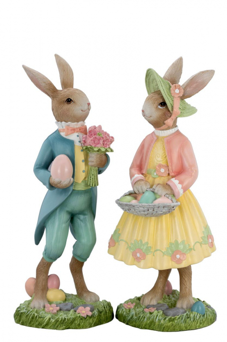 Iepuras decorativ cu buchet de flori [2]