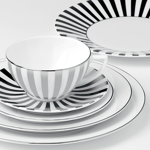 Jasper Conran Platinum Stripe ceasca ceai cu farfurie [4]