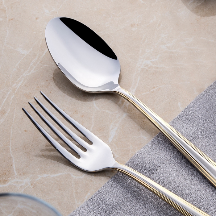Katre set tacamuri pentru 6 persoane, 36 piese otel inoxidabil aurite [5]