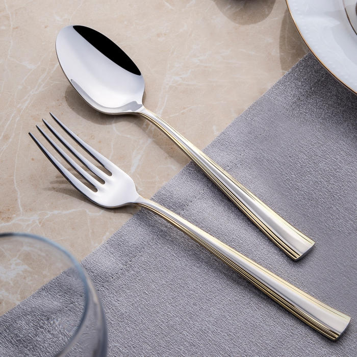 Katre set tacamuri pentru 6 persoane, 36 piese otel inoxidabil aurite [3]