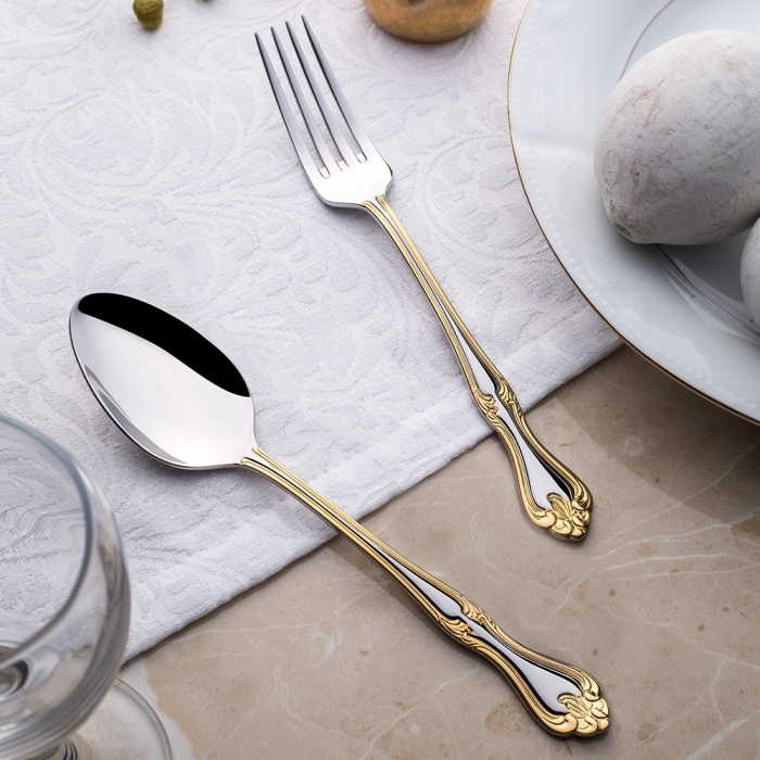 Lalezar set tacamuri pentru 12 persoane, 89 piese din otel inoxidabil aurite [5]