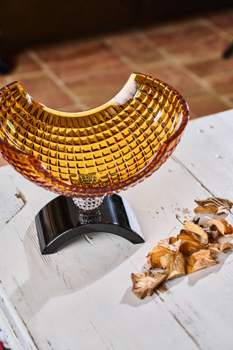 Luxe fructiera cristal ambra baza neagra [2]