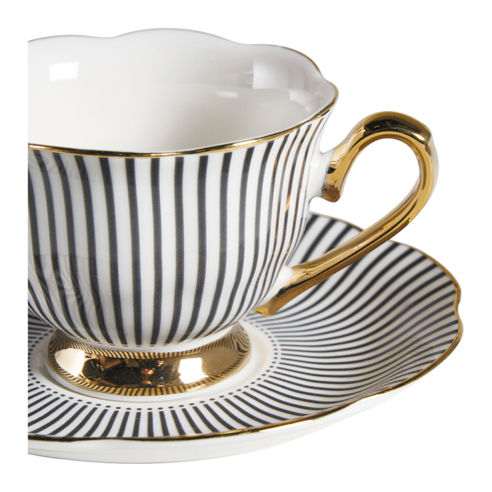 Madame Récamier ceasca si farfurie cafea dungi negre [5]