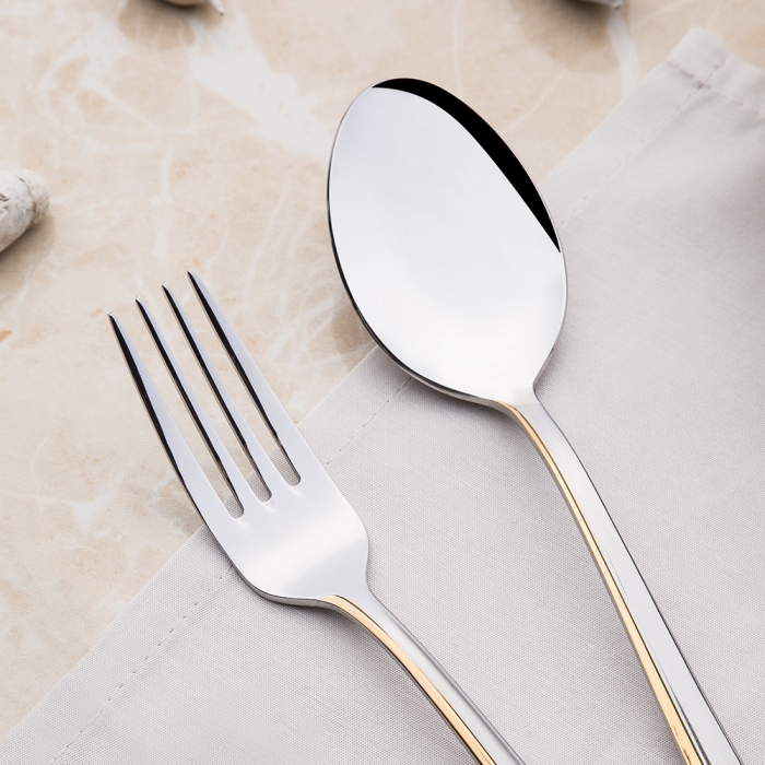 Maksi set tacamuri pentru 6 persoane, 36 piese otel inoxidabil aurite [4]