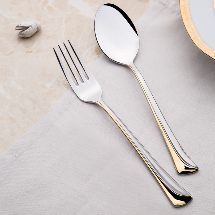 Maksi set tacamuri pentru 6 persoane, 36 piese otel inoxidabil aurite [2]