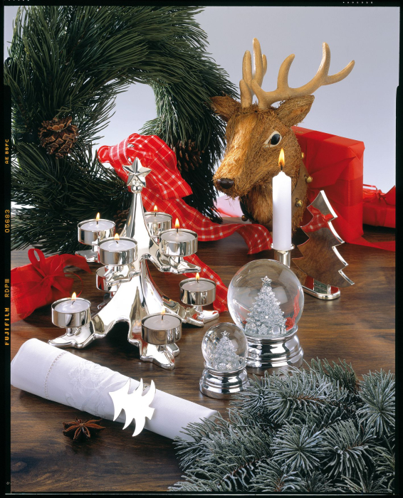 Ornament carlig decor bradut argintat 18cm [2]