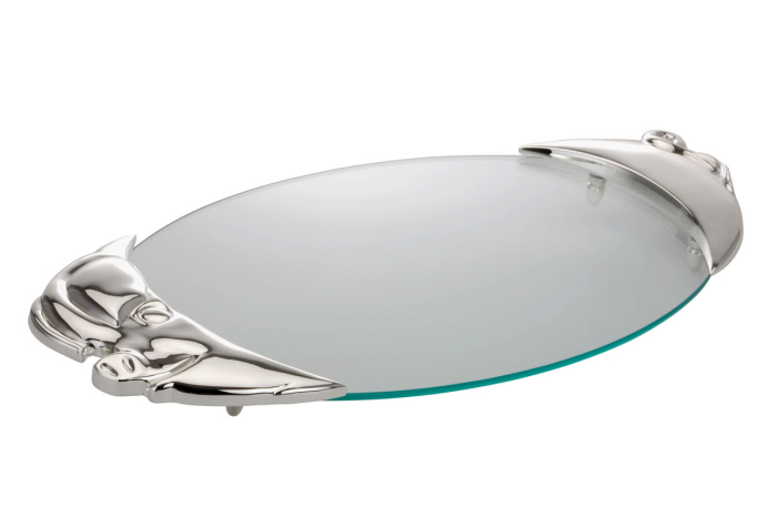 Platou de servire carne din sticlă argintat [1]