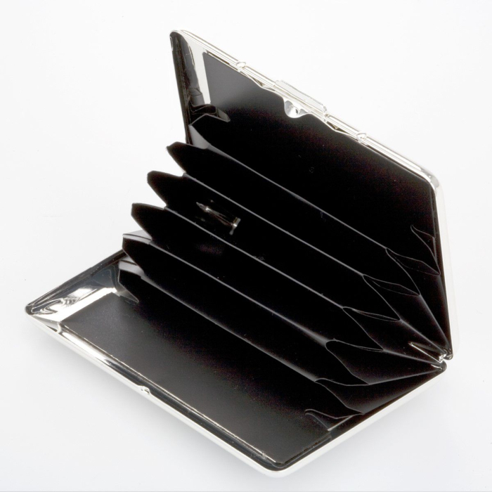 Port card argintat cu piele maro [2]
