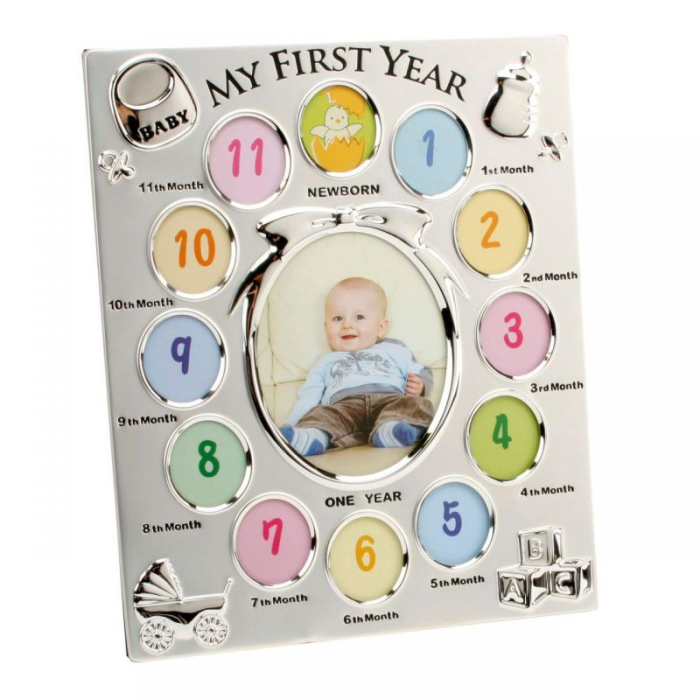 Rama foto argintata cu spatii colorate "Babys First Year" [2]