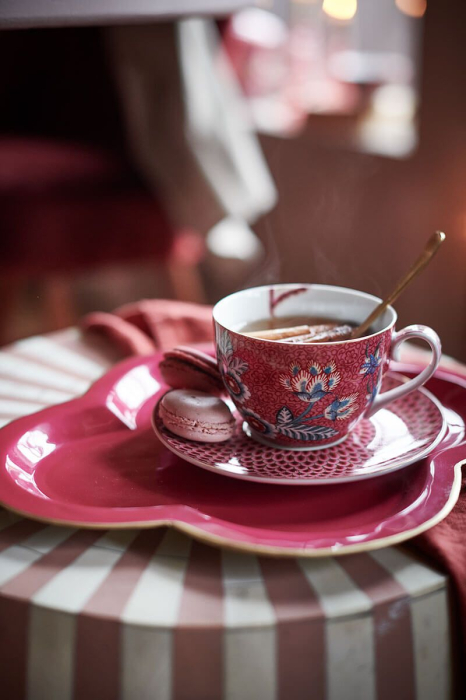 Set 2 cesti ceai/cappuccino cu farfurii FestivalFlowerRed [2]