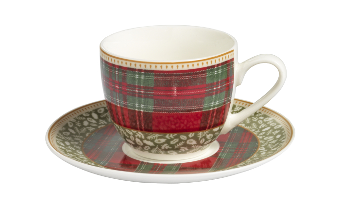 Set 2 cesti cu farfurii cafea portelan colectia Sottobosco Craciun [3]