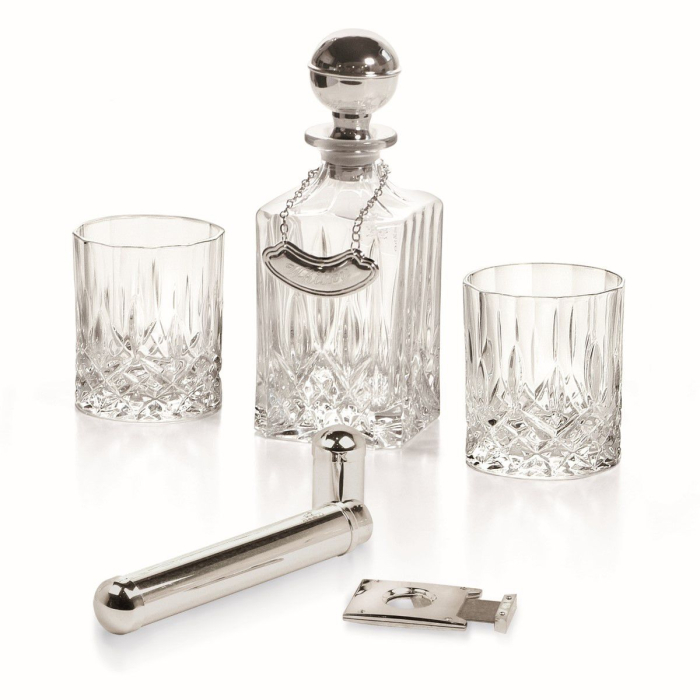 Set 2 pahare whisky cu decantor, recipient trabuc si cutter [2]