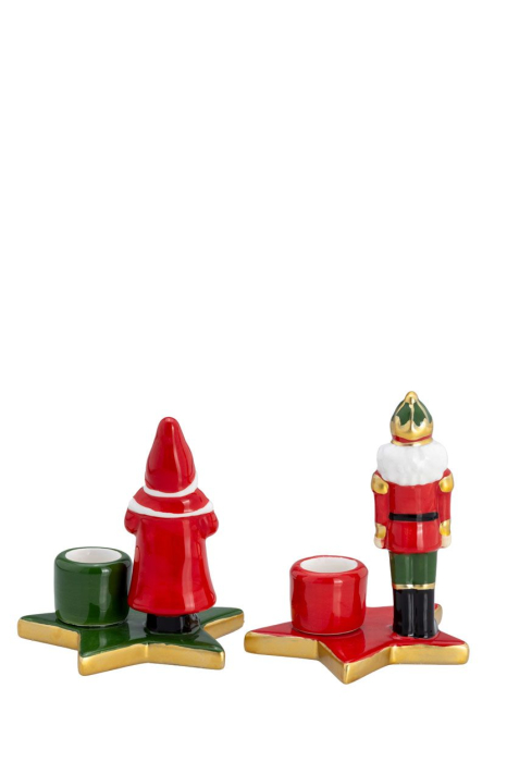 Set 2 suporti lumanare Moș Crăciun și Spargătorul de Nuci,11.5 si 12.5cm [3]