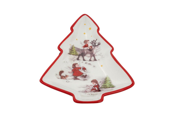 Set 3 boluri portelan, decor Craciun, D14,0 x 14,0 x 2,0 cm fiecare [4]