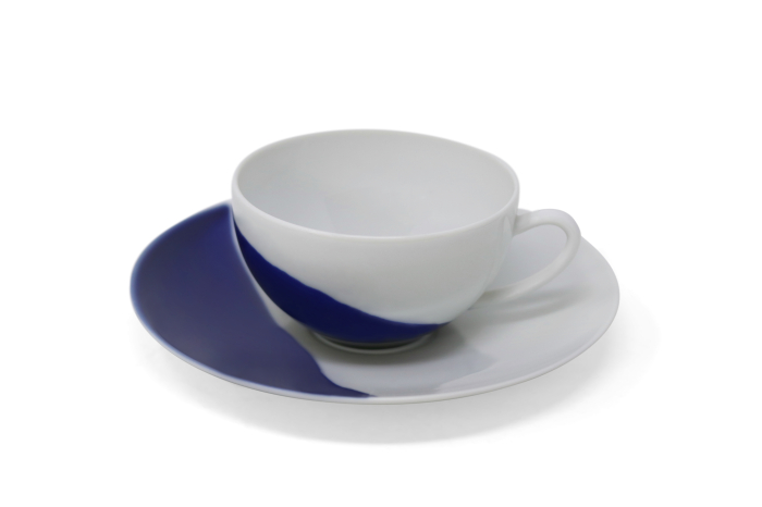 Set ceai din portelan de Limoges colectia Blue Mykonos - JAUNE DE CHROME – pentru 6 persoane [2]
