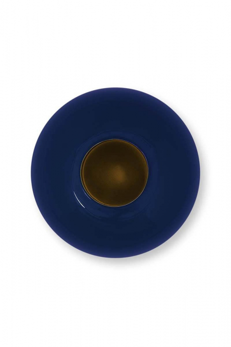 Vaza rotunda metalica cu email albastru 23 cm [4]