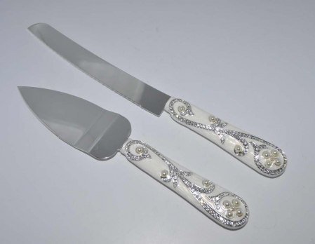 CADOURI - Set 2 piese paleta si cutit tort argintiu