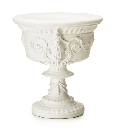 SUB 2000 - Amfora rotunda alba cu picior 35x35 cm