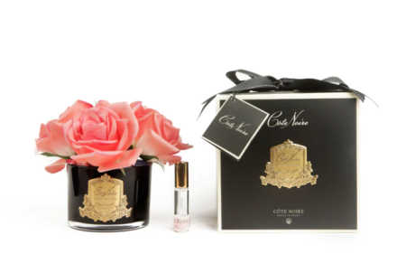 Aranjament floral Five Roses Peach sticla neagra [2]