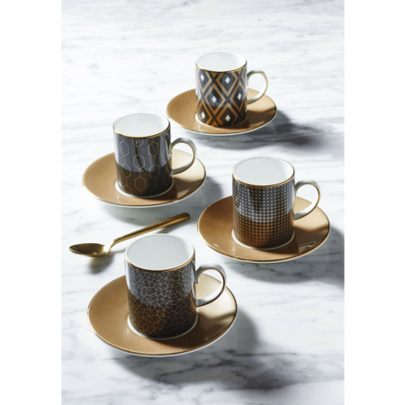 Arris set 2 cesti espresso cu farfuriute Geometric/Honeycomb [4]