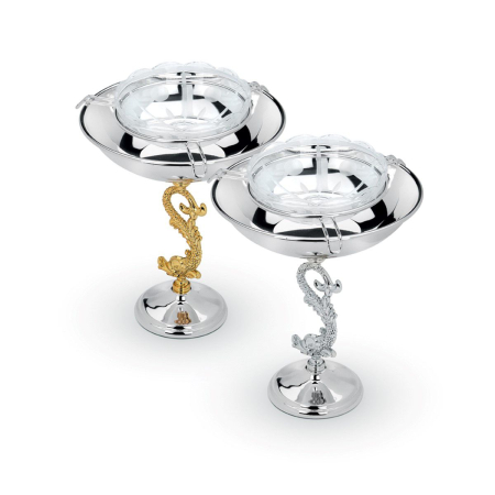 ACCESORII PENTRU MASĂ - Bol caviar argintat cu picior argintiu