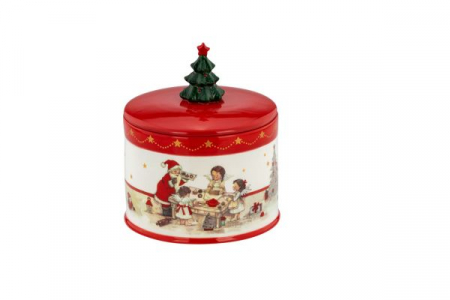 DECORAȚIUNI CRĂCIUN JASPER - Bomboniera Craciun cu capac bradut 12,8cm