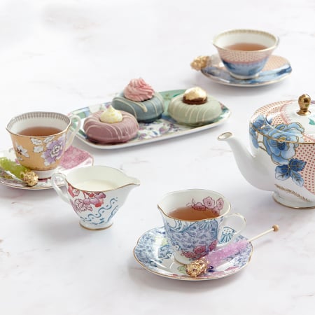 Butterfly Bloom set ceasca si farfurie ceai bleu&roz [1]