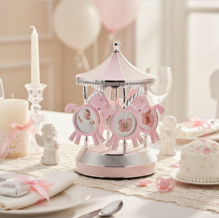 SUB 500 - Carusel muzical caluti roz cu rame foto