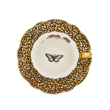 Ceasca ceai cu farfurie alb/leopard CreaturesOfCuriosity [5]