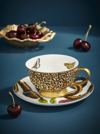 PRET - Ceasca ceai cu farfurie leopard/sarpe CreaturesOfCuriosity