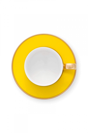 Chique Galben Ceasca si farfurie espresso [1]