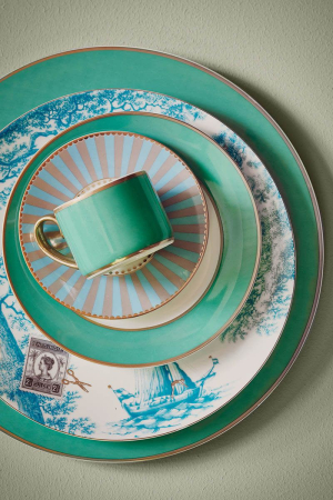 OFERTA - Chique verde ceasca cu farfurie ceai