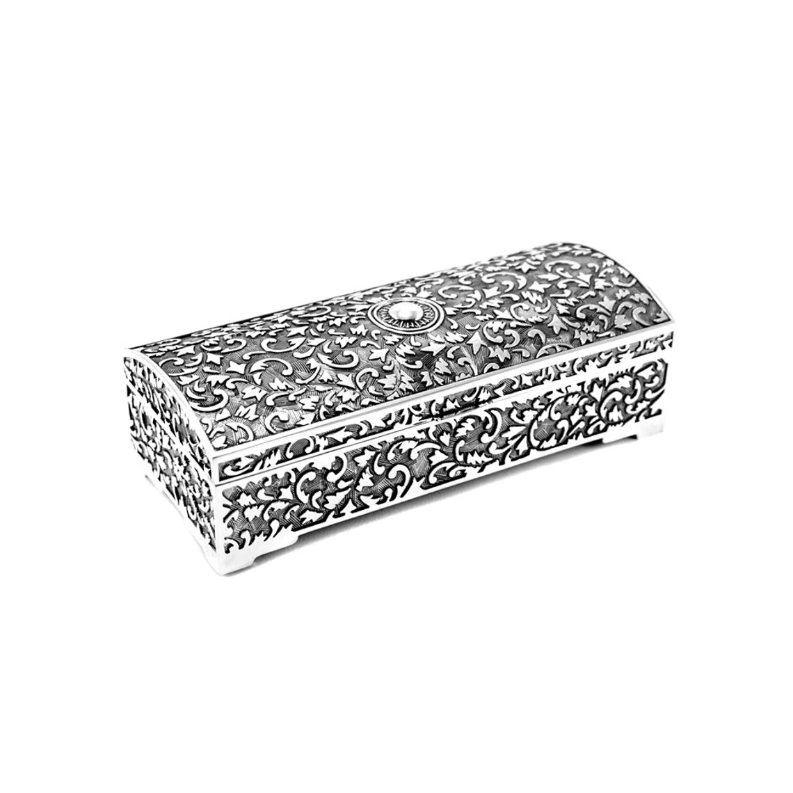 Cutie bijuterii argintata mare cu broderie [3]