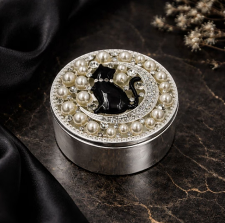 ARANJAMENTE FLORALE DE MĂTASE PARFUMATE - Cutie bijuterii cu design pisica