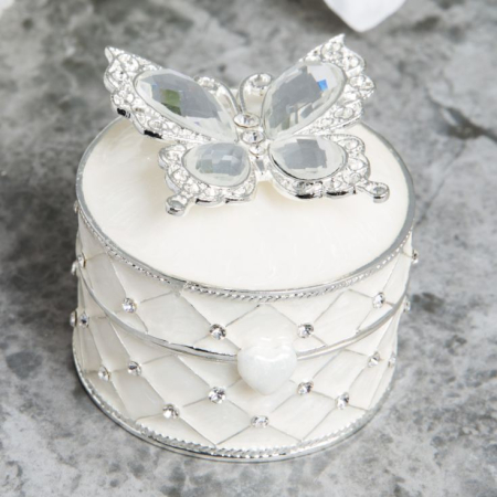 CASETE DE BIJUTERII - Cutie bijuterii cu fluture argintiu